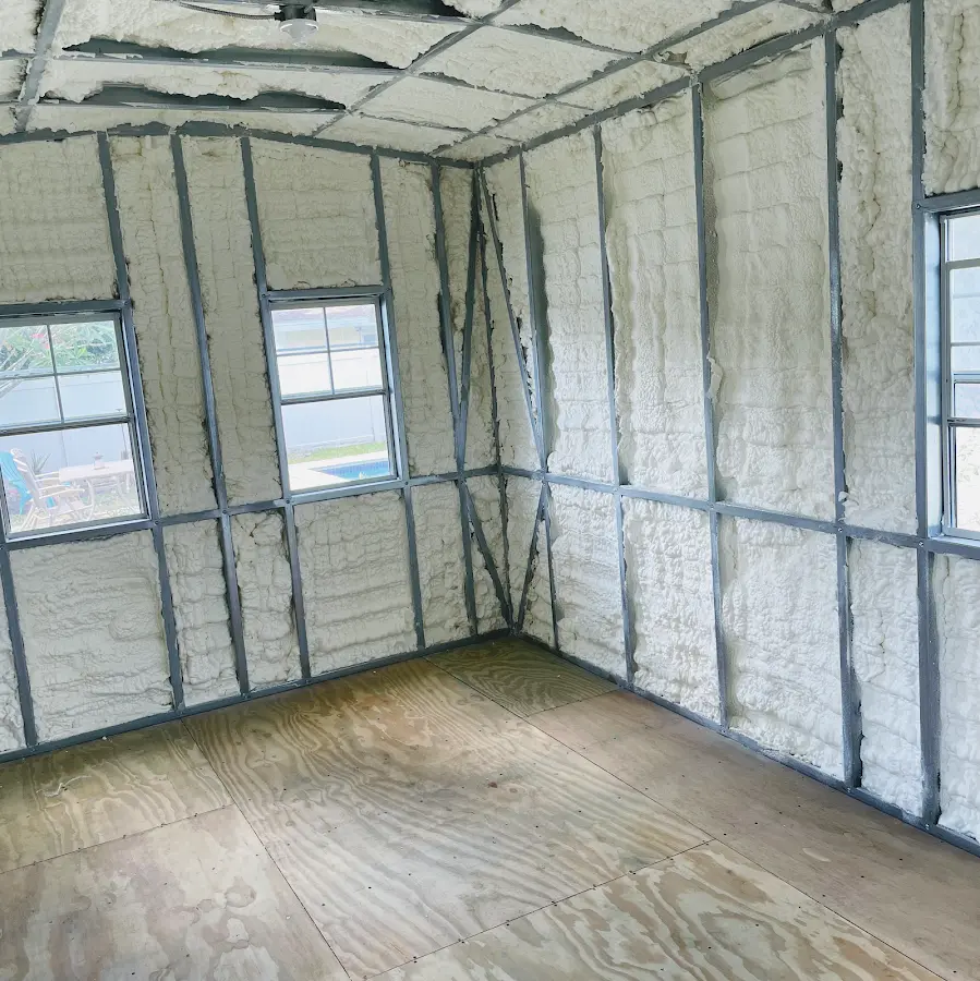 Closed-cell spray foam insulation applied to wall cavities in a residential project in Camarillo